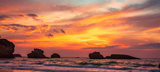 View of the La Grande Plage in Biarritz, France at sunset © Marius Comanescu