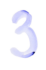 Blue watercolor numbers