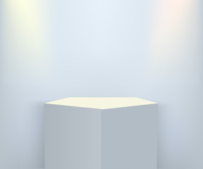 Product presentation podium, stage, Empty white pedestal, blank template mockup. vector