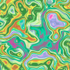 Dynamic abstract background with colorful waves, liquid fractal in bright and vibrant colors of green, orange, yellow, purple and pink