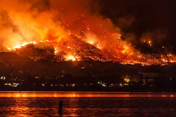 Wildfire near Lake Elsinore, California