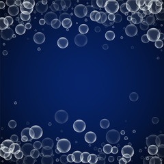 Random soap bubbles abstract background. Blowing b