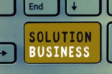 Writing note showing Solution Business. Business photo showcasing Marketing and advertising Payroll Accounting Research.