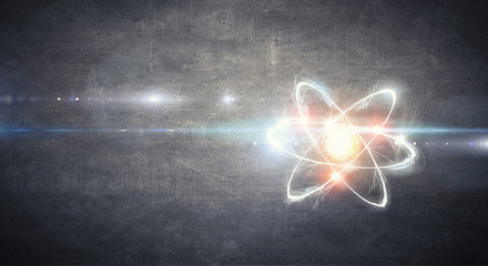 Atom molecule. Mixed media