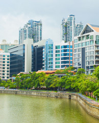 Fototapeta na wymiar Modern architecture of Singapore river