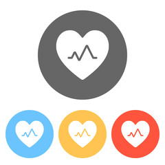 cardiac pulse. heart and pulse line. simple single icon. Set of