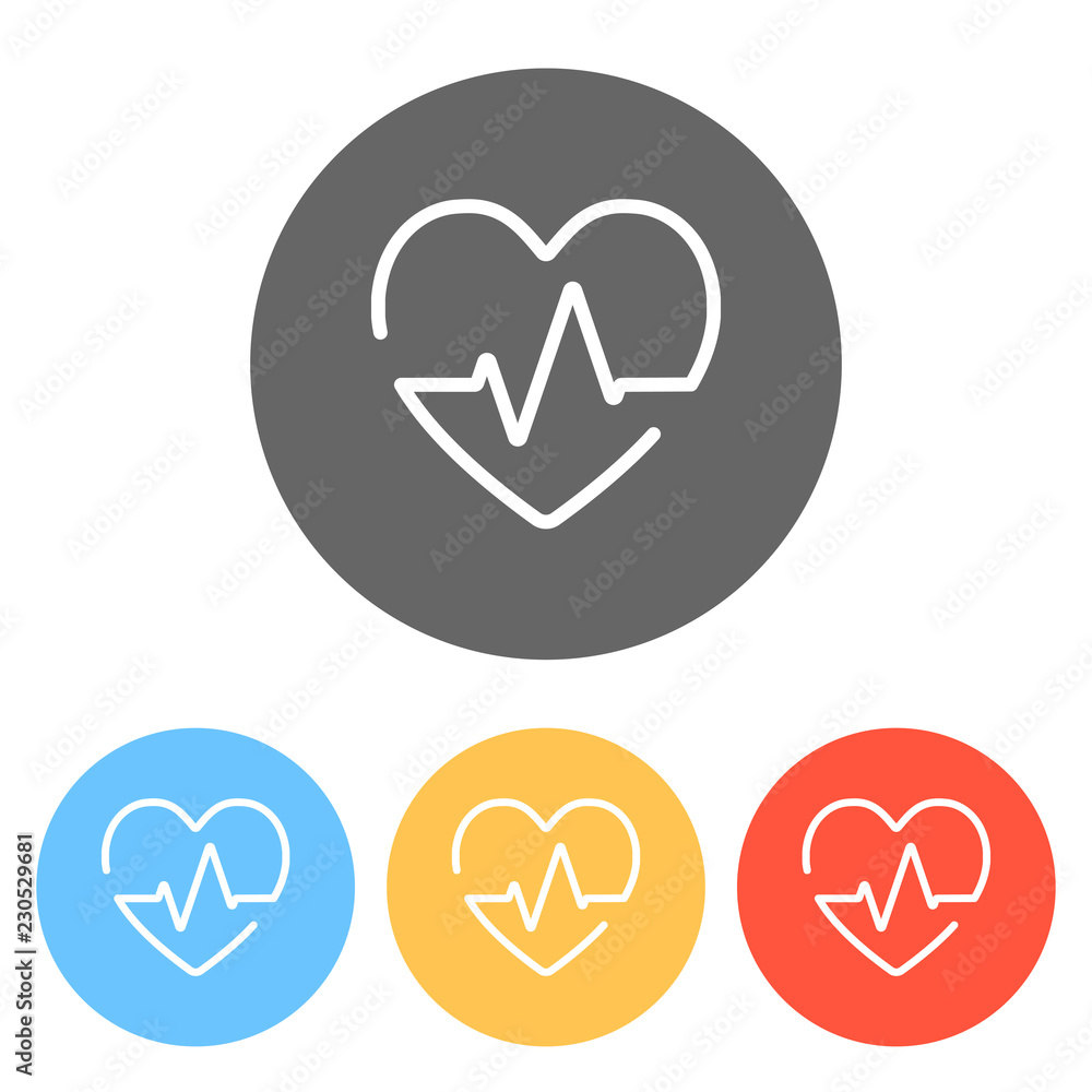 Poster heart and pulse line. one line style. linear icon with thin outl
