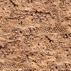 seamless sandy path with cycle bike tire tracks. background, texture