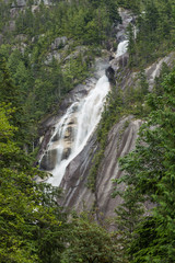 Close up view of Shannon Falls in Squamish, British Columbia, Canada