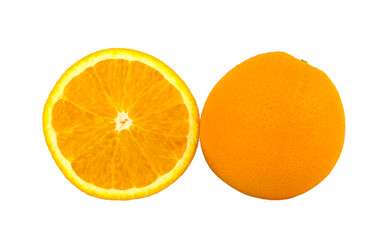 ripe orange isolated on white background. fruit, food.