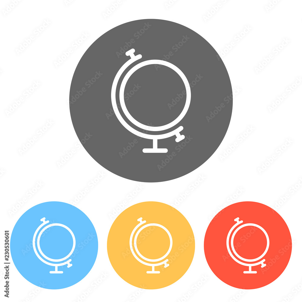 Poster simple globe. linear icon, thin outline. set of white icons on c