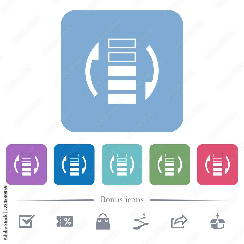 Poster refresh rate flat icons on color rounded square backgrounds