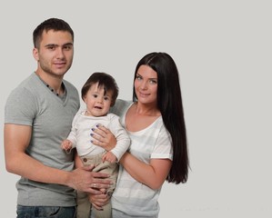 happy smiling family isolated on white background