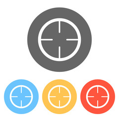 Obraz premium Simple target icon. Set of white icons on colored circles
