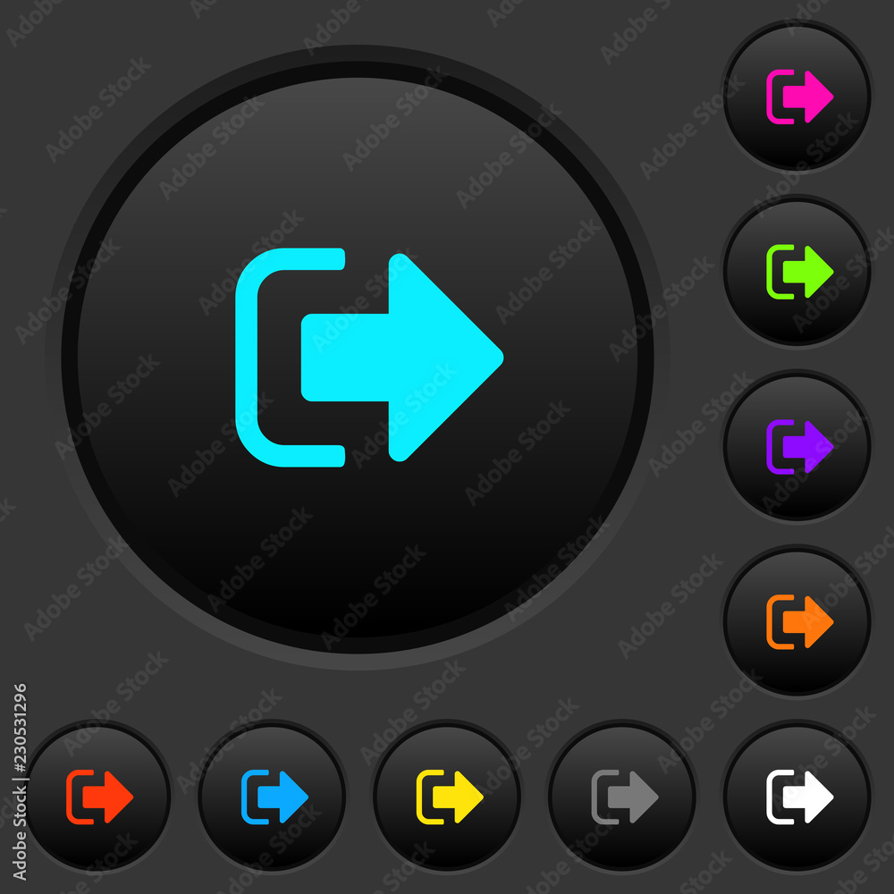 Poster sign out dark push buttons with color icons