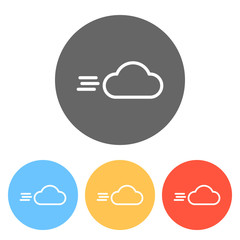 Windy icon. Linear, thin outline. Set of white icons on colored