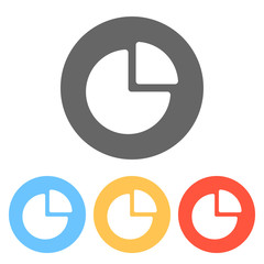 Business pie chart icon. Set of white icons on colored circles