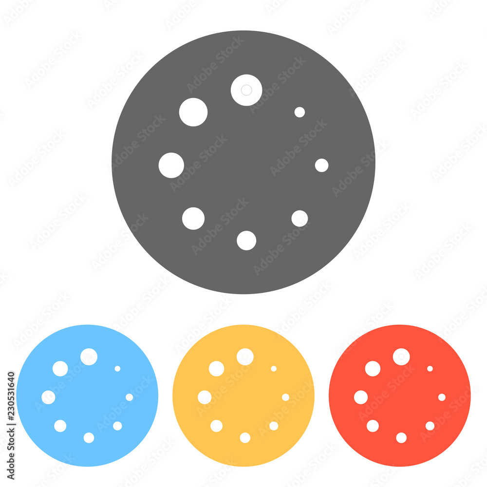 Poster simple loading symbol. set of white icons on colored circles