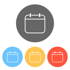Simple calendar, Linear, thin outline. Set of white icons on col