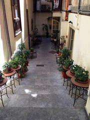 small street with tables
