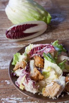 Chicory Ceasar salad with chicory greens