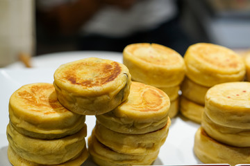 Thai desserts, Yam grilled and roast., Potato pancakes.