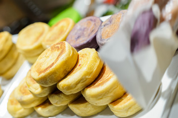 Thai desserts, Yam and Taro grilled and roast.
