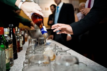 Waiters serving drinks during the cocktail