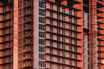 Fototapeta na wymiar Skyscraper Building Facade Under Construction