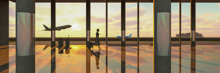 aeropuerto ilustracion 3d