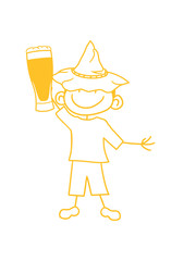 saufen bier trinken durst alkohol bayern oktoberfest glas begrüßen familie gemalt kind kritzel comic cartoon junge mann cool clipart glücklich lustig frech bruder design