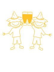 paar team 2 freunde duo party saufen bier trinken durst alkohol bayern oktoberfest glas begrüßen familie gemalt kind kritzel comic cartoon junge mann cool clipart glücklich lustig frech bruder
