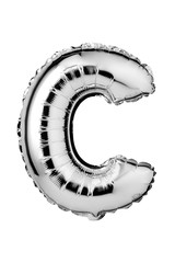 Letter C of silver balloon isolated on white background