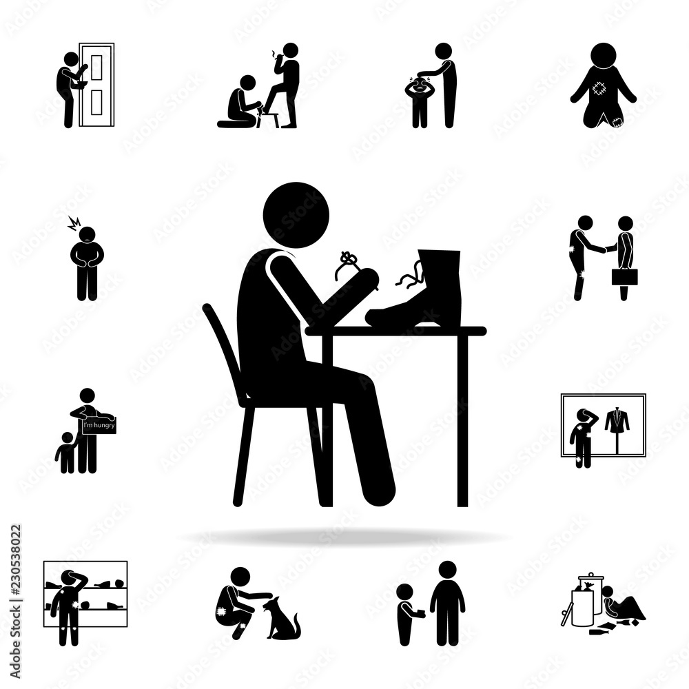 Poster shoemaker icon. poor peaple icons universal set for web and mobile
