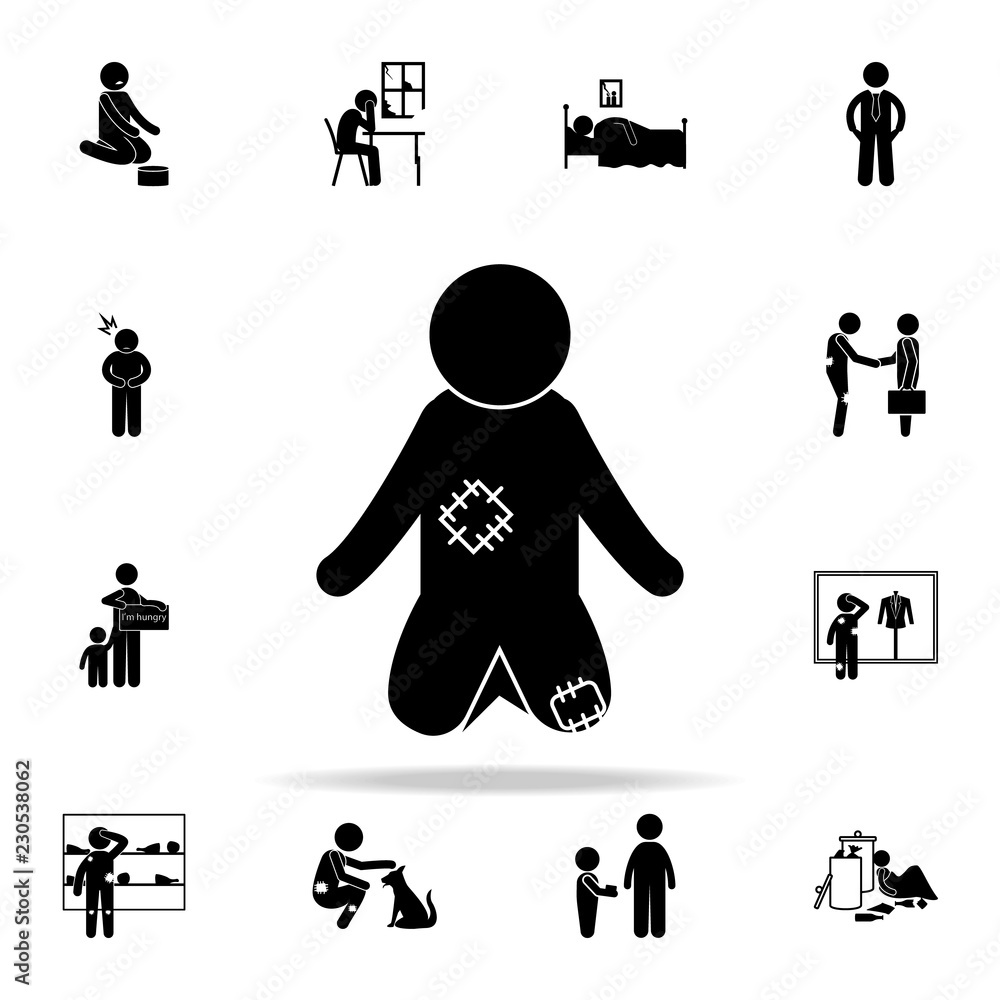 Poster poor child icon. poor peaple icons universal set for web and mobile