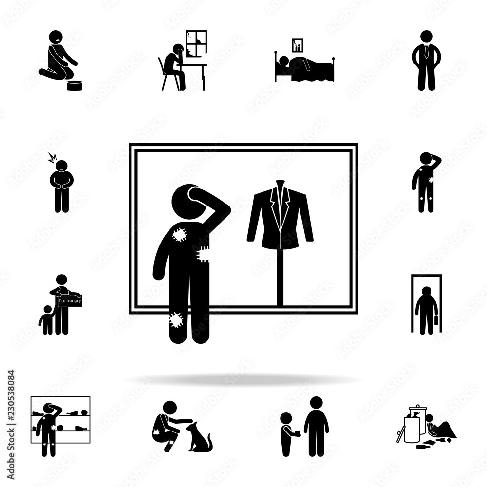 Poster poor man icon. poor peaple icons universal set for web and mobile