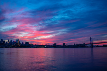 Fototapeta na wymiar Philadelphia sunset pink