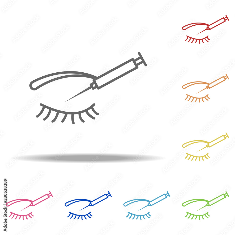 Poster injection eyelid icon. elements of plastic syrgery in multi color style icons. simple icon for websi
