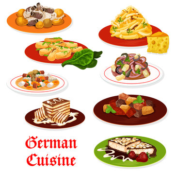 German cuisine meat dishes and desserts