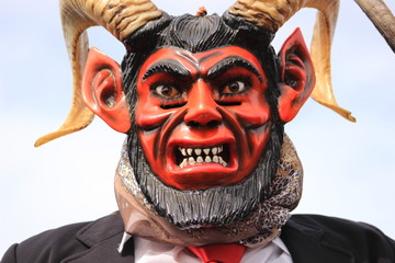 Close up of scary devils mask