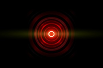 Abstract dark red circle with sound waves oscillating, technology background