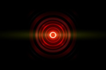 Abstract dark red circle with sound waves oscillating, technology background