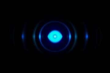 Abstract dark blue ring with sound waves oscillating, technology background