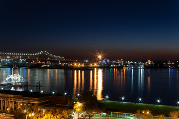Fototapeta na wymiar Mississippi River nighttime in Baton Rouge