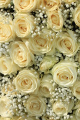 white rose and gypsophila bouquet