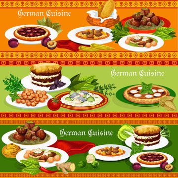 German meat and fish dishes with beer and desserts