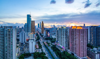 Fototapeta na wymiar Shenzhen Luohu City Nightscape Skyline