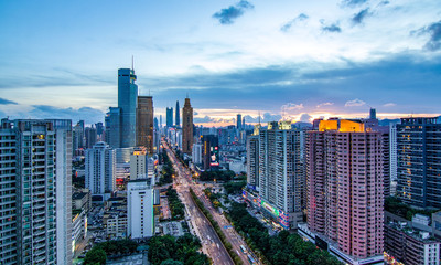 Fototapeta premium Shenzhen Luohu City Nightscape Skyline
