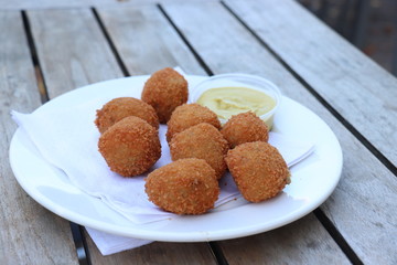 Dutch snack: Bitterballen with mustard