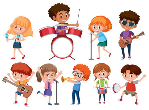 Set of musician kids